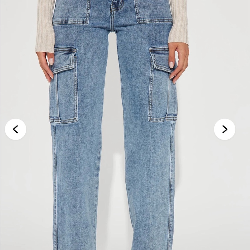 Fashion Nova “Crowd Pleaser” Cargo Jeans Vintage Wash